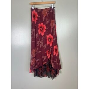 Vintage Papillon bright floral maxi skirt whimsygoth whimsical moody fairy